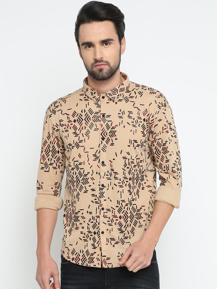 beige printed casual shirt - 15798384 - Zoom Image - 1