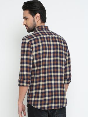 brown checkered casual shirt - 15798390 - Standard Image - 3