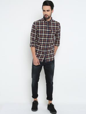 brown checkered casual shirt - 15798390 - Standard Image - 4