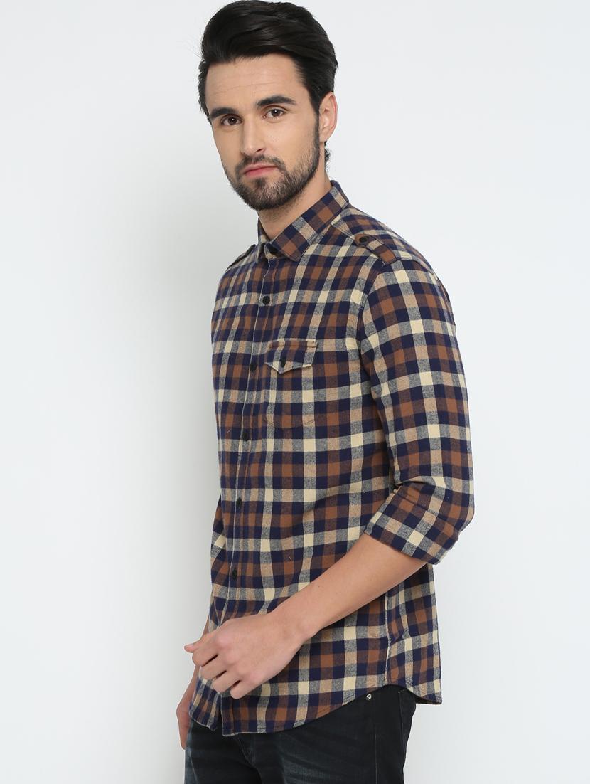 brown checkered casual shirt - 15798390 - Zoom Image - 2