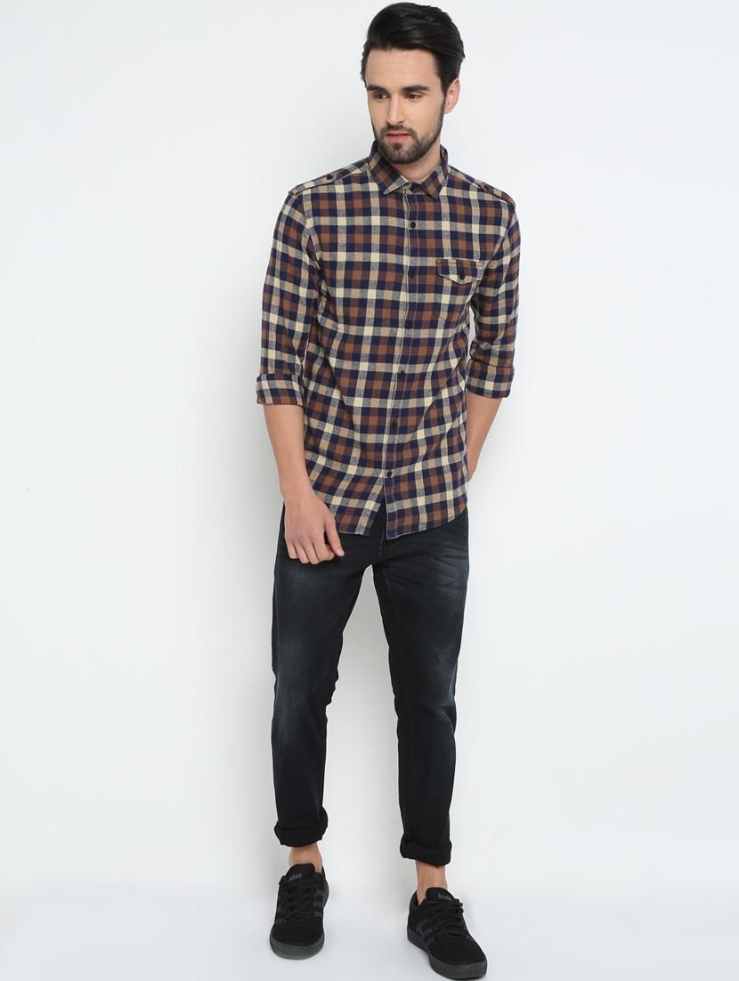 brown checkered casual shirt - 15798390 - Zoom Image - 4