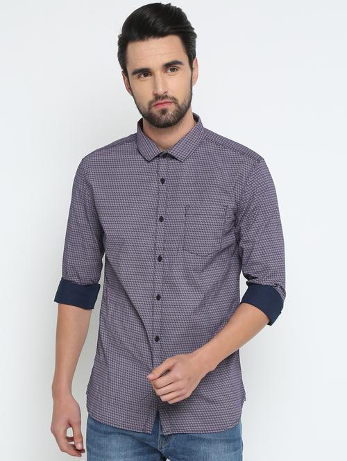 blue printed casual shirt - 15798395 - Standard Image - 1
