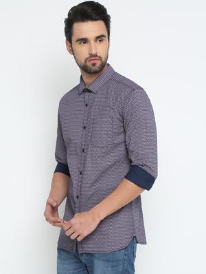 blue printed casual shirt - 15798395 - Standard Image - 2