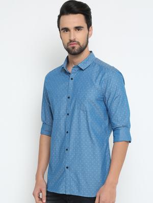 blue cotton casual shirt - 15798398 - Standard Image - 2