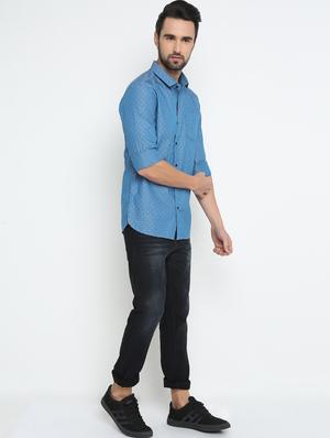blue cotton casual shirt - 15798398 - Standard Image - 4