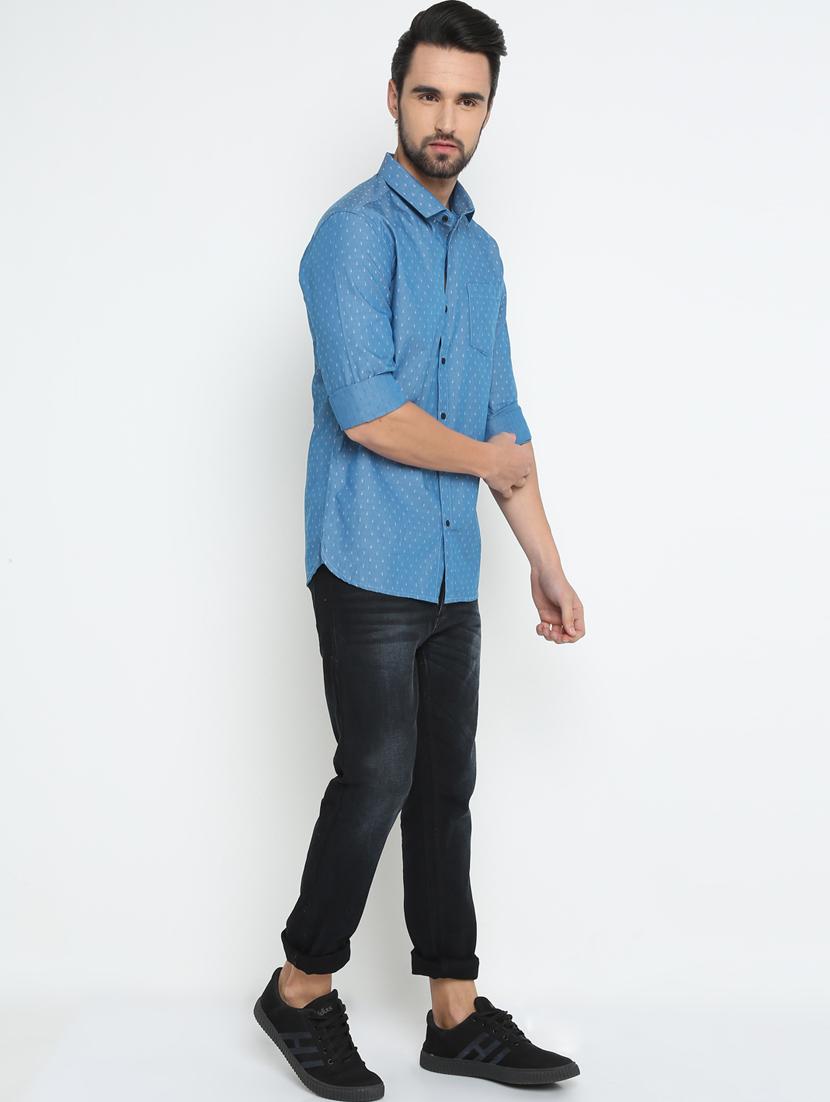 blue cotton casual shirt - 15798398 - Zoom Image - 4