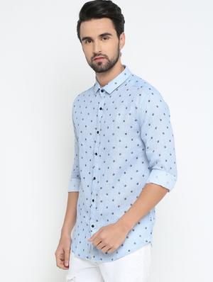 blue printed casual shirt - 15798403 - Standard Image - 2