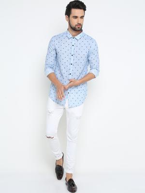 blue printed casual shirt - 15798403 - Standard Image - 4