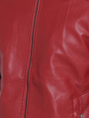 red solid biker jacket - 15798450 - Standard Image - 4