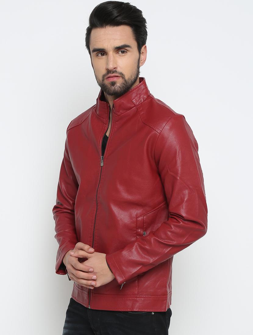 red solid biker jacket - 15798450 - Zoom Image - 2