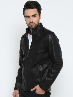 black solid biker jacket - 15798455 - Standard Image - 2
