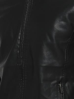 black solid biker jacket - 15798455 - Standard Image - 5