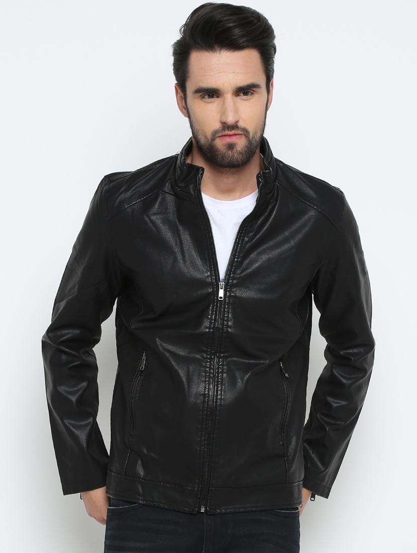 black solid biker jacket - 15798455 - Zoom Image - 1