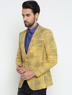 yellow cotton single breasted casual blazer - 15798462 - Standard Image - 2