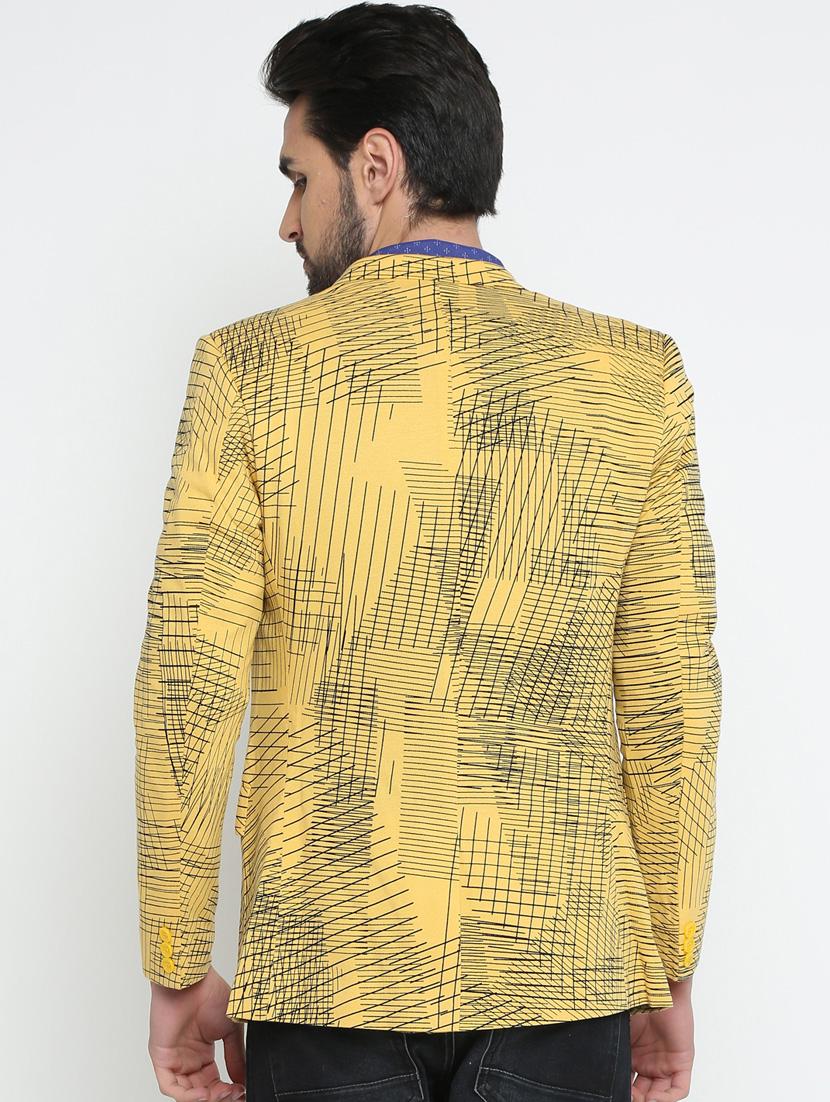yellow cotton single breasted casual blazer - 15798462 - Zoom Image - 3