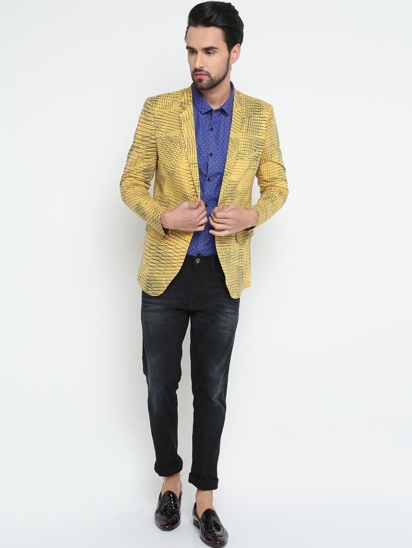 yellow cotton single breasted casual blazer - 15798462 - Zoom Image - 4