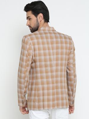 brown cotton single breasted casual blazer - 15798465 - Standard Image - 3