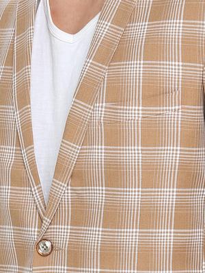 brown cotton single breasted casual blazer - 15798465 - Standard Image - 4