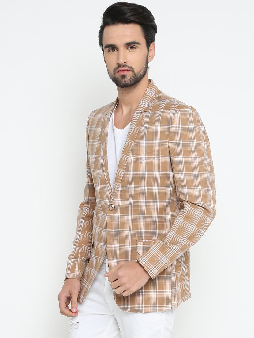 brown cotton single breasted casual blazer - 15798465 - Zoom Image - 2