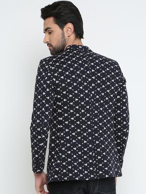 navy blue cotton casual blazer - 15798471 - Standard Image - 3