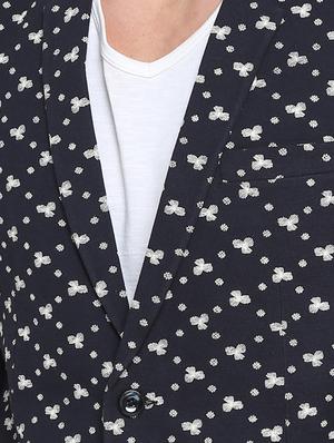 navy blue cotton casual blazer - 15798471 - Standard Image - 5