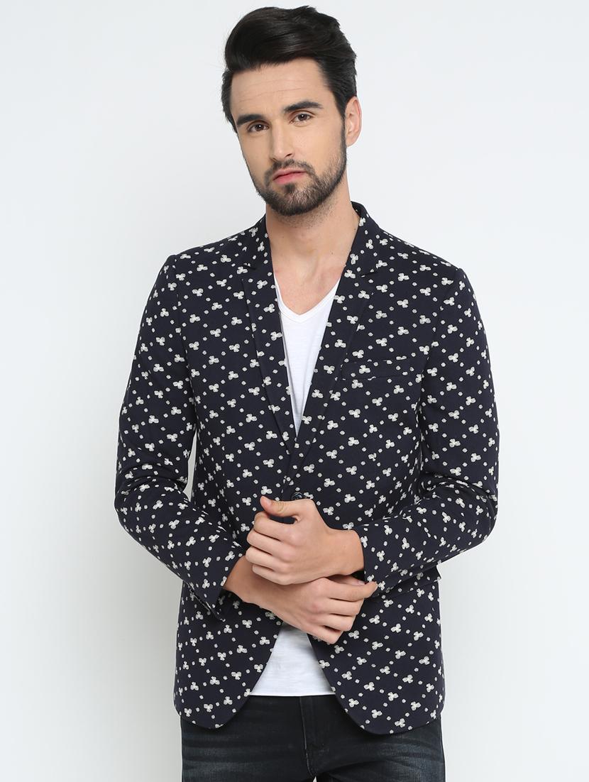 navy blue cotton casual blazer - 15798471 - Zoom Image - 1