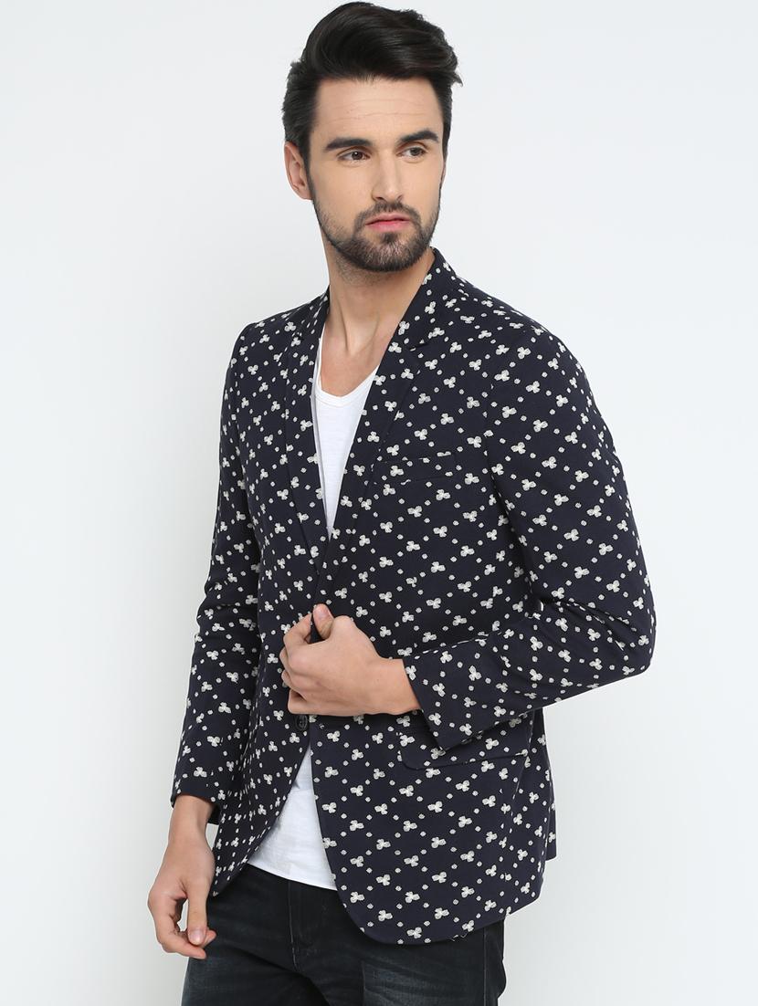 navy blue cotton casual blazer - 15798471 - Zoom Image - 2