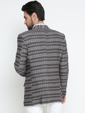 grey printed single breasted casual blazer - 15798483 - Standard Image - 3