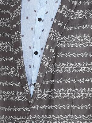 grey printed single breasted casual blazer - 15798483 - Standard Image - 5