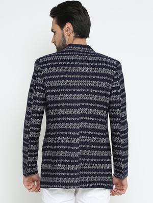 navy blue cotton single breasted casual blazer - 15798484 - Standard Image - 3