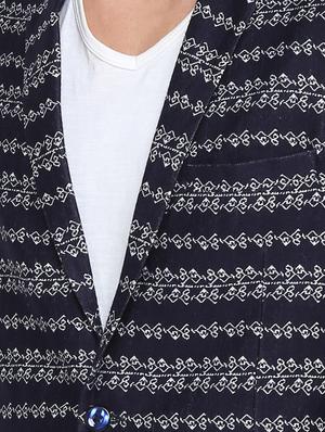 navy blue cotton single breasted casual blazer - 15798484 - Standard Image - 5