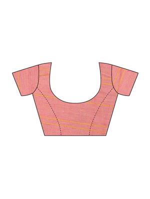 checkered linen handloom saree with blouse - 15798609 - Standard Image - 3