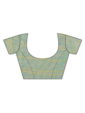 checkered linen handloom saree with blouse - 15798613 - Standard Image - 3