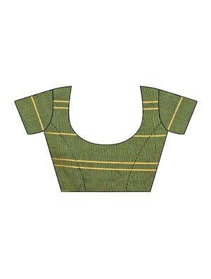 checkered linen handloom saree with blouse - 15798614 - Standard Image - 3
