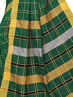 checkered linen handloom saree with blouse - 15798614 - Standard Image - 4