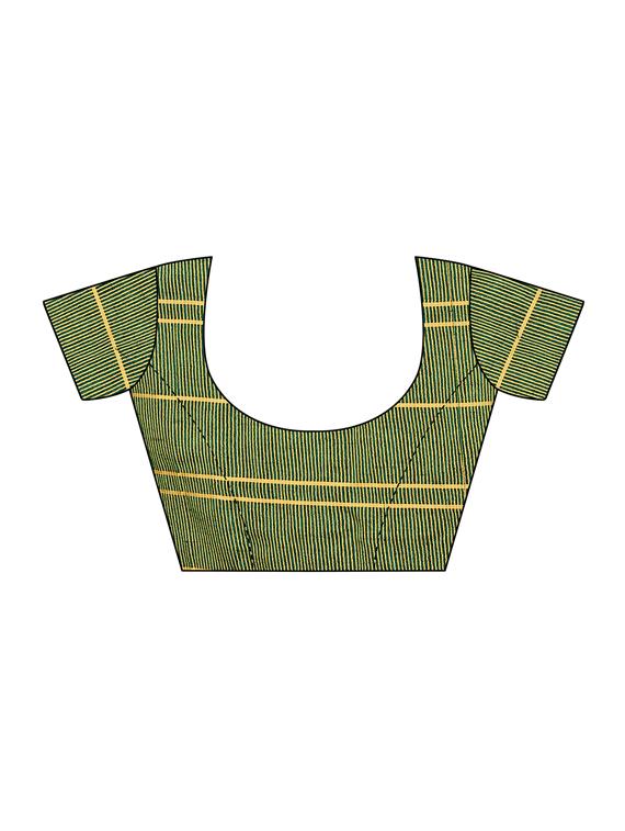 checkered linen handloom saree with blouse - 15798614 - Zoom Image - 3