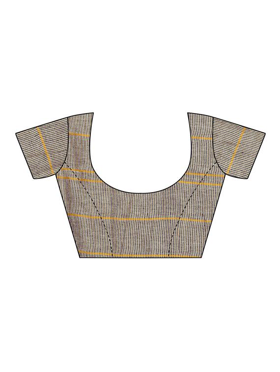 checkered linen handloom saree with blouse - 15798618 - Zoom Image - 3
