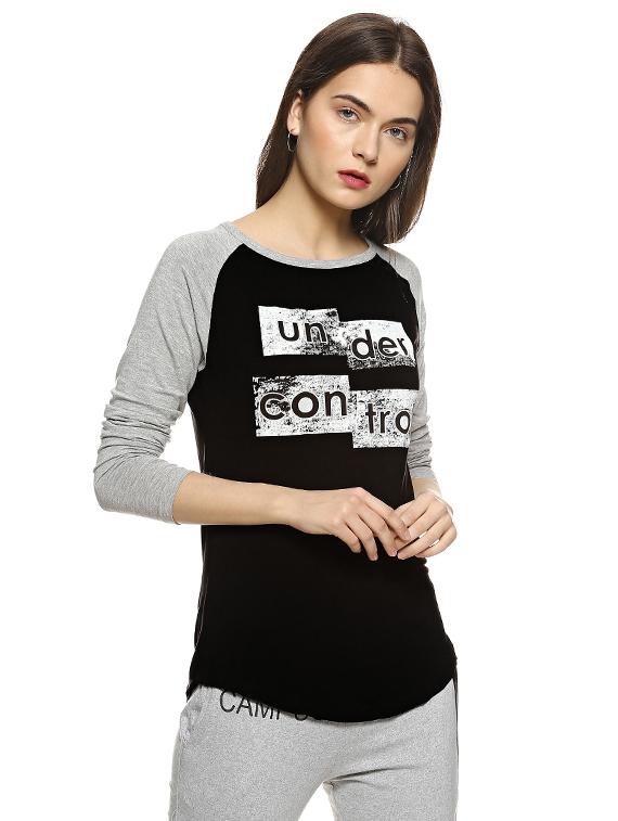 raglan sleeved graphic print tee - 15798772 - Zoom Image - 1
