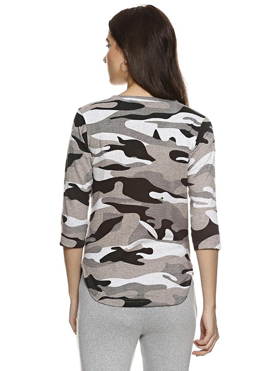 curved hem camouflage print top - 15798773 - Zoom Image - 2