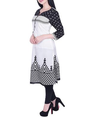 monochrome geometrical printed straight kurta - 15799225 - Standard Image - 2