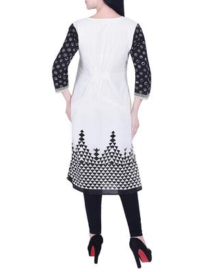 monochrome geometrical printed straight kurta - 15799225 - Standard Image - 3