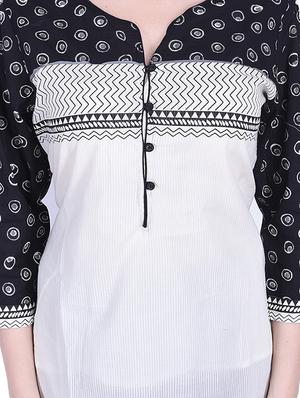monochrome geometrical printed straight kurta - 15799225 - Standard Image - 4
