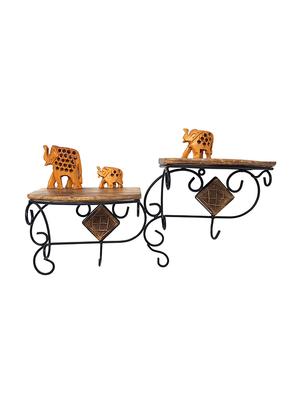 wood and iron in 2 step shape bracket - 15799353 - Standard Image - 2