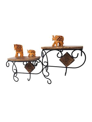 wood and iron in 2 step shape bracket - 15799353 - Standard Image - 5