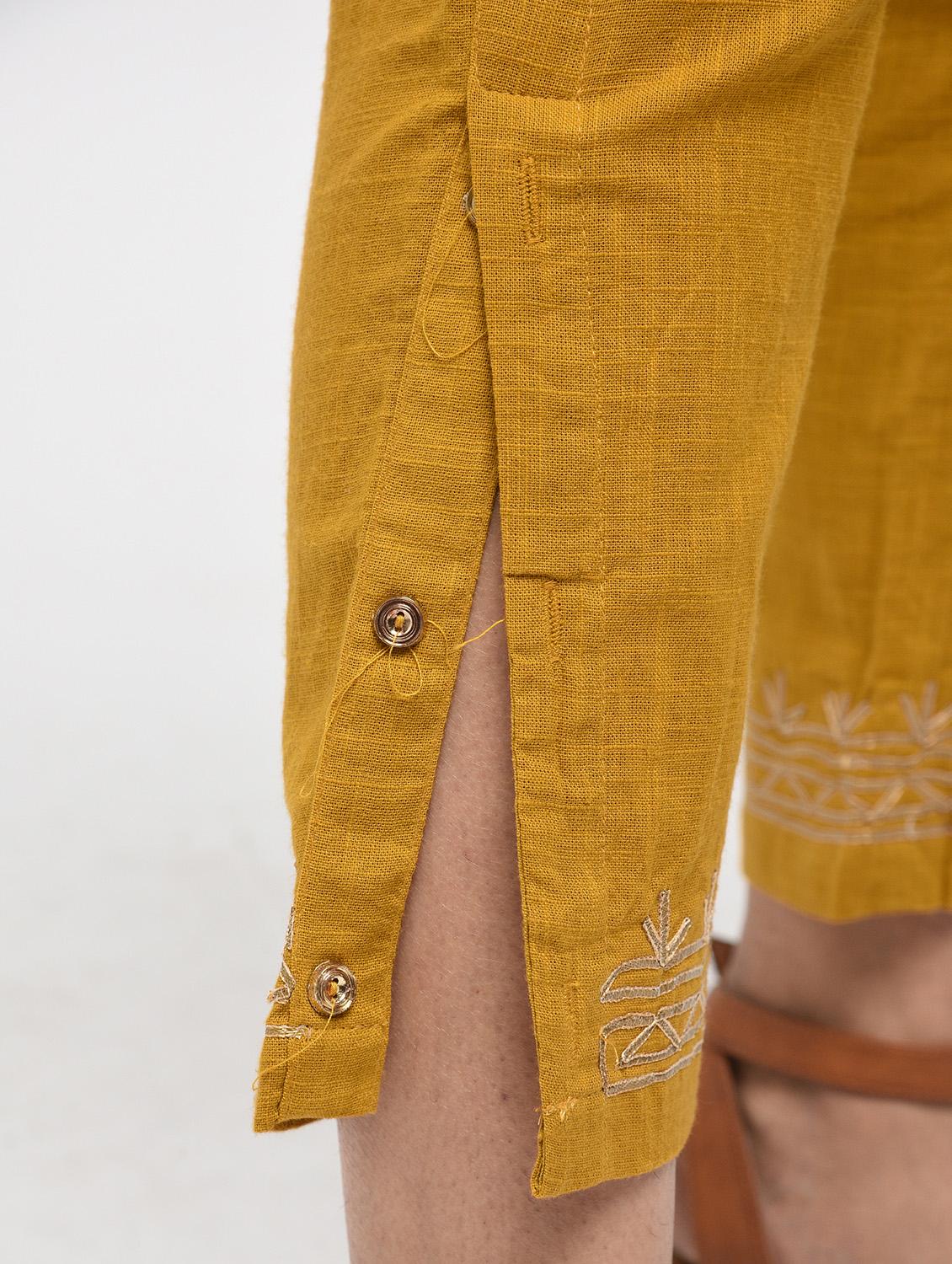 gota work kurta with slit pant set - 15799429 - Zoom Image - 6