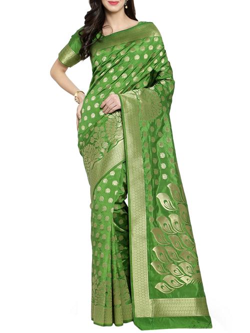 zari weave banarsi saree with blouse - 15799507 - Very Small Image - 1