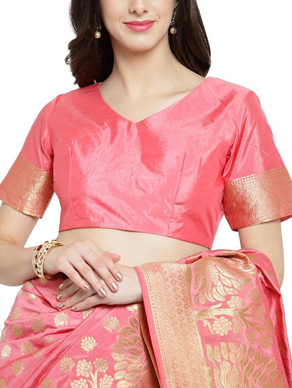 zari weave banarsi saree with blouse - 15799510 - Zoom Image - 3