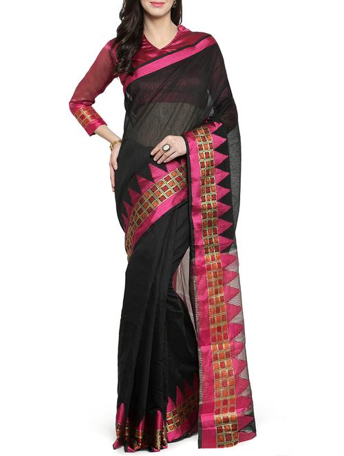 zari bordered banarsi saree with blouse - 15799526 - Standard Image - 1