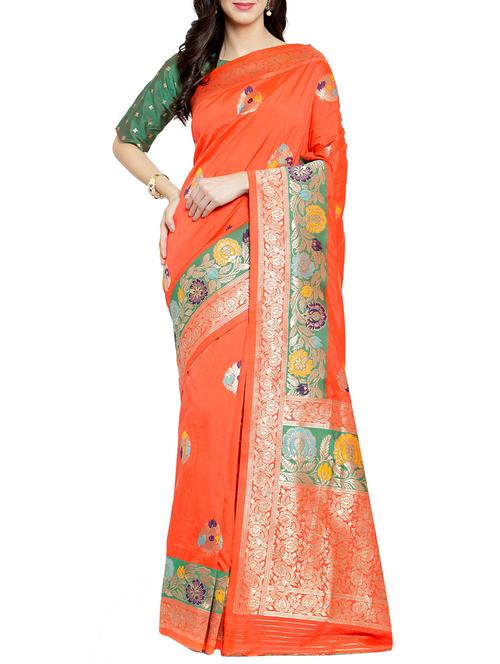 zari jacquard banarsi saree with blouse - 15799535 - Standard Image - 1