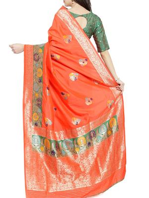 zari jacquard banarsi saree with blouse - 15799535 - Standard Image - 2